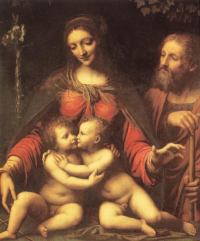 LUINI, Bernardino Holy Family with the Infant St John af France oil painting art